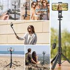 BUFFER 130 cm Uzayabilen Manyetik Kumandalı Tripod ve Ayarlanabilir Telefon Tutuculu, Alüminyum Gövdeli Selfie Çubuğu