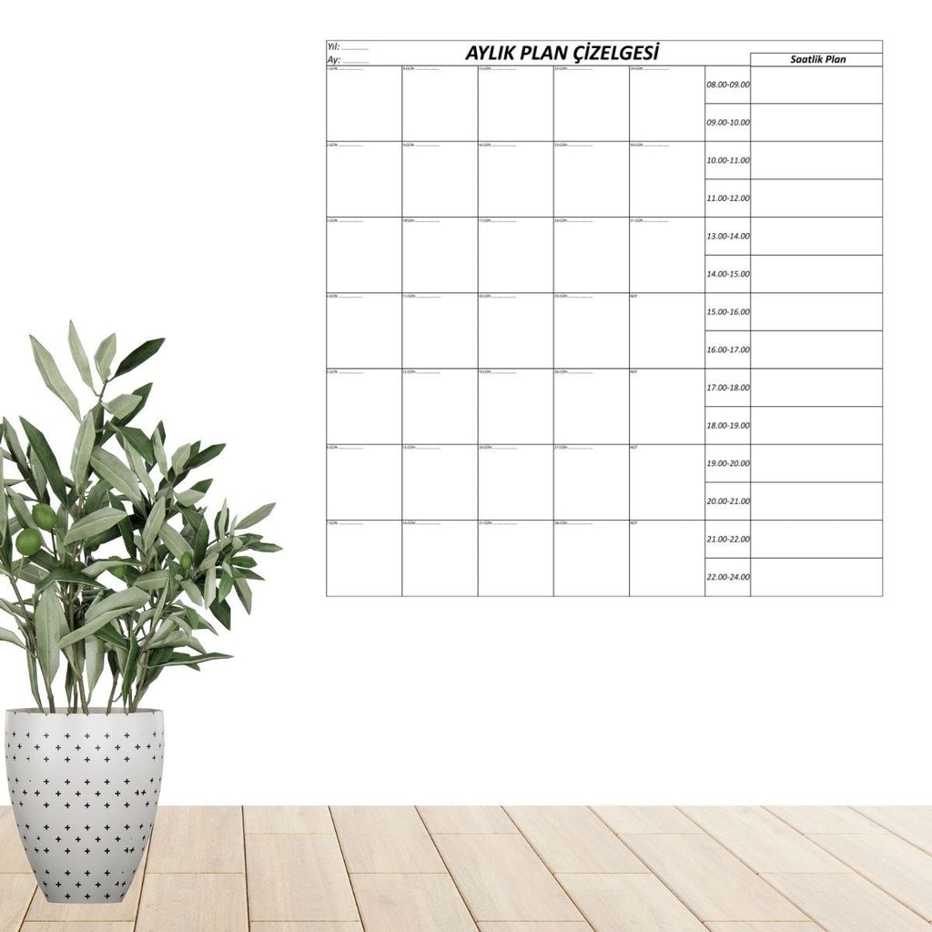 BUFFER Aylık Planlayıcı Manyetik Duvar Stickerı Takvim Plan Çizelgesi