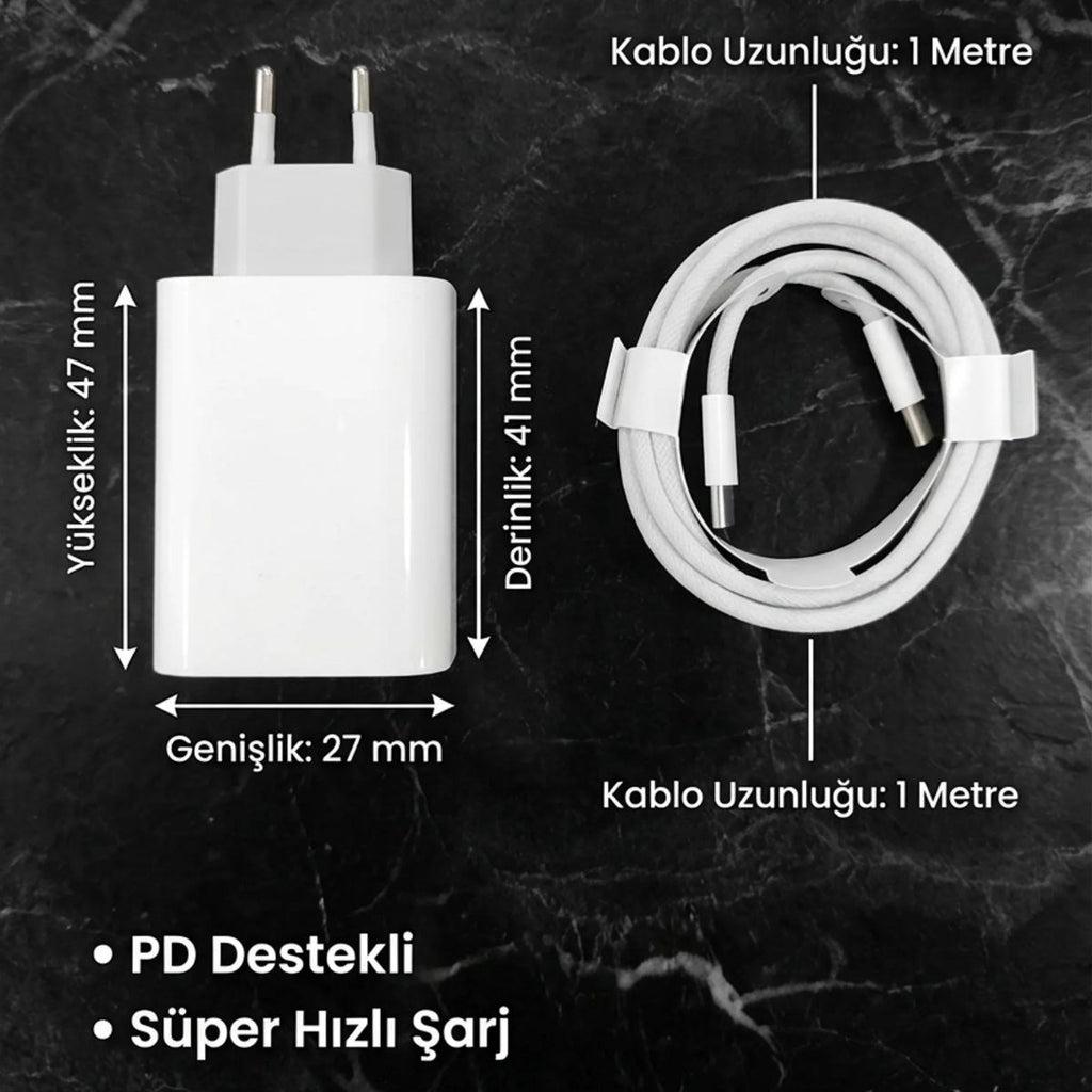 BUFFER 25W Hızlı Şarj Adaptörü USB-C to Type-C Kablolu – PD Destekli, Süper Hızlı Şarj Cihazı
