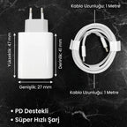 BUFFER 25W Hızlı Şarj Adaptörü USB-C to Type-C Kablolu – PD Destekli, Süper Hızlı Şarj Cihazı