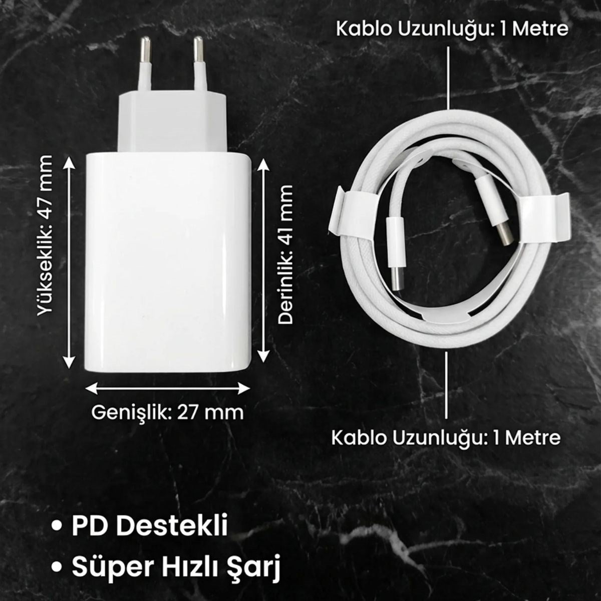 BUFFER 25W Hızlı Şarj Adaptörü USB-C to Type-C Kablolu – PD Destekli, Süper Hızlı Şarj Cihazı