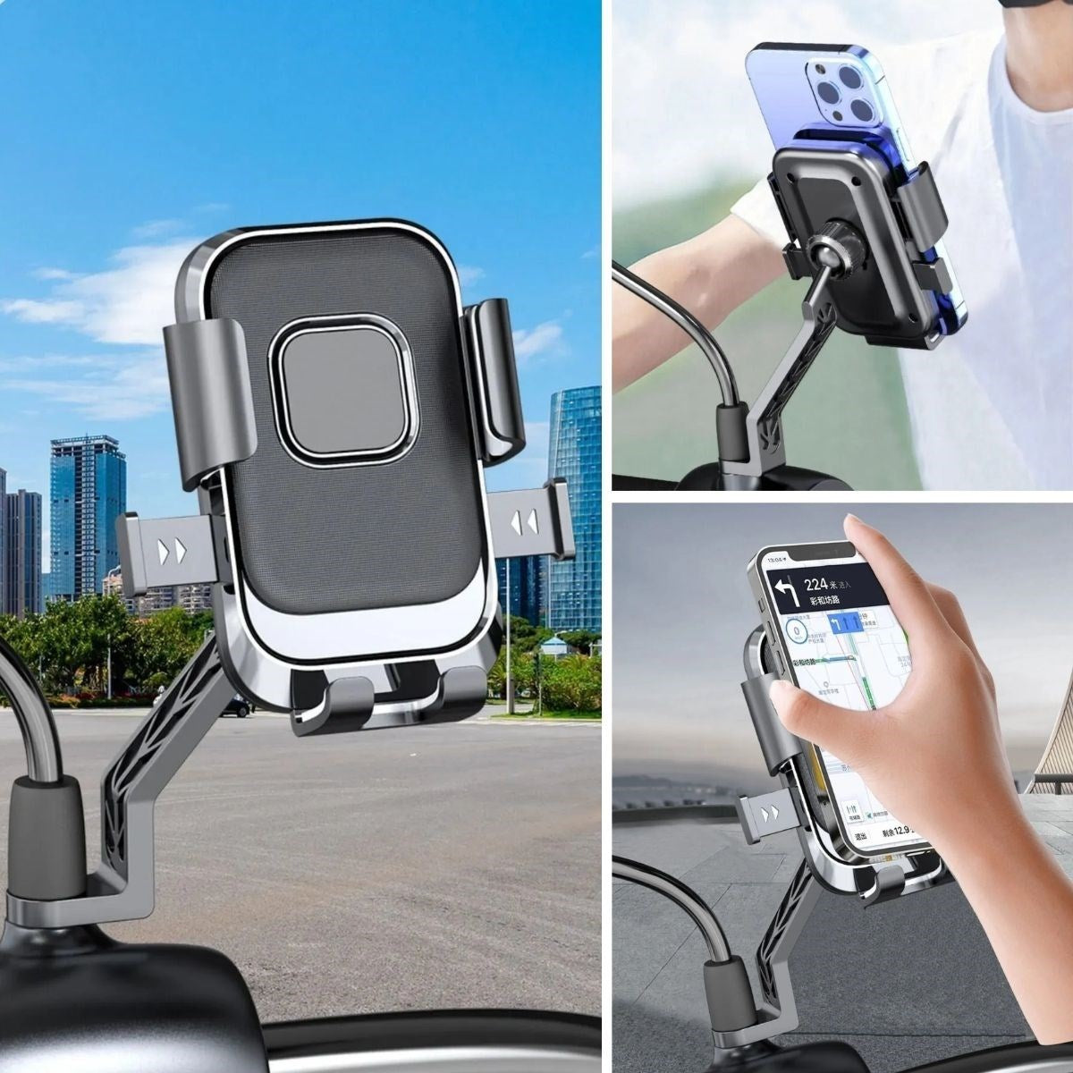BUFFER Motor,Motosiklet,Bisiklet ,Scooter İçin 360 Derece Dönebilen Dikiz Aynası Versiyonu Telefon Tutucu Aparat