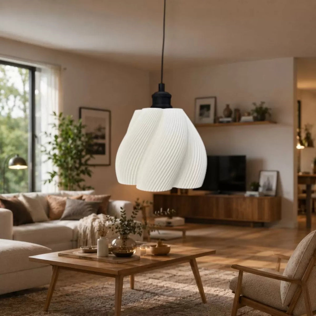 Luminaura Tekli Beyaz Sarkıt Avize – Salon Ve Oturma Odası Aydınlatması 60cm Beyaz