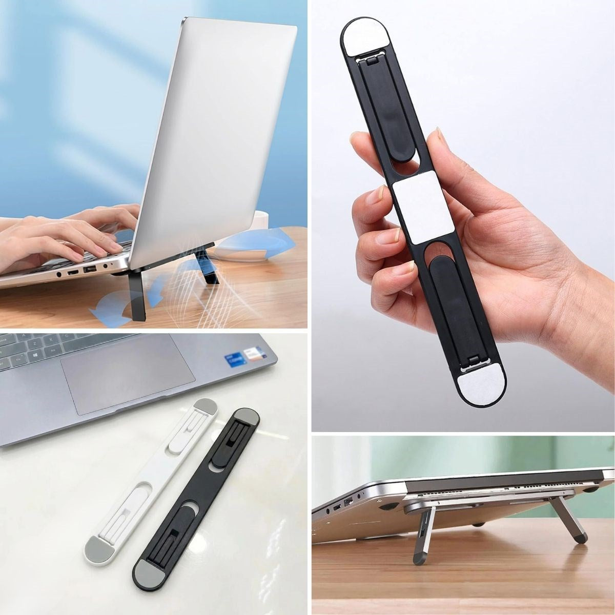 2 Kademeli Katlanabilir Laptop Standı – Kendiliğinden Güçlü Yapışkanlı, Ergonomik Tablet Yükseltici