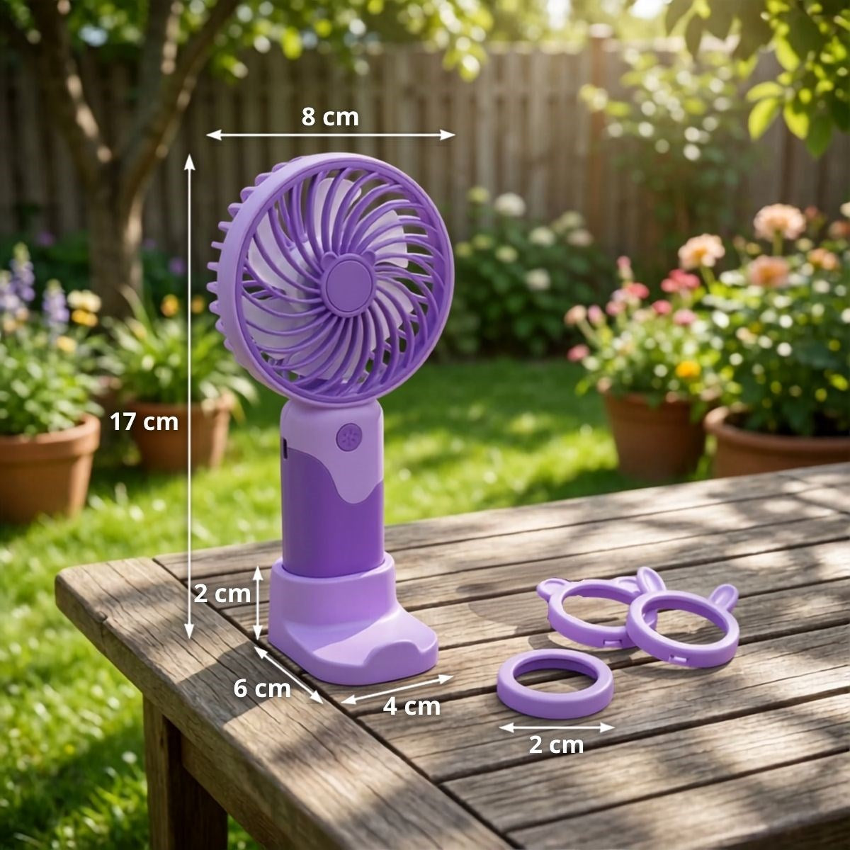 BUFFER 3 Kademeli Masaüstü ve El Fanı – Telefon Tutuculu, 3 Farklı Değiştirilebilir Halka Tasarımlı Mini Fan  MZL37A