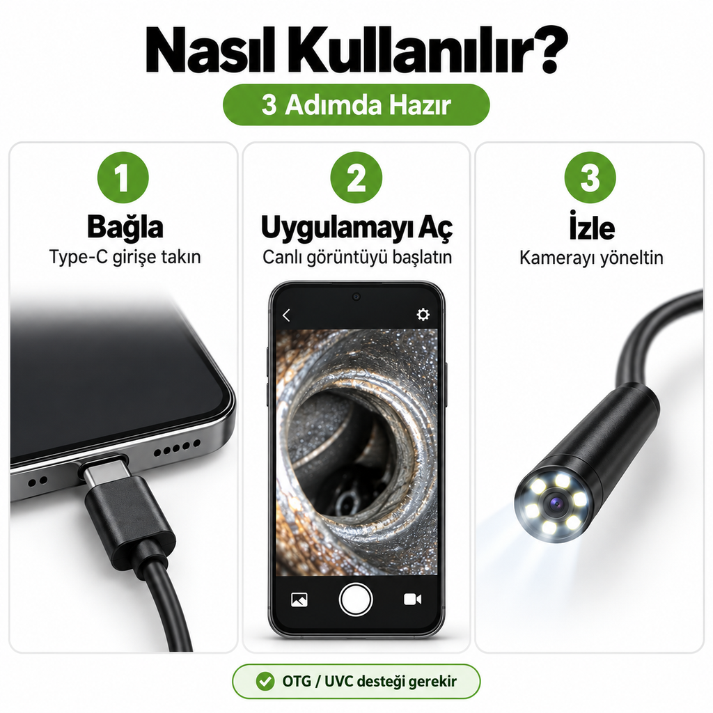 Endoskop kamera kullanım adımları