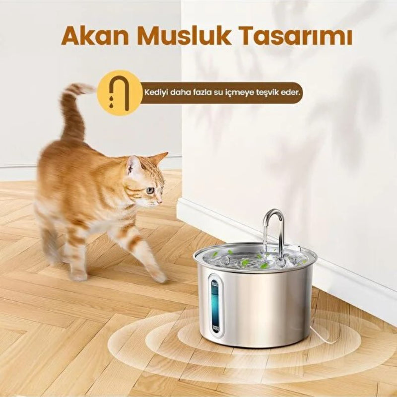 Evcil Hayvan Su Pınarı - Paslanmaz Çelik - 2.2 Litre Kapasite — görsel 3