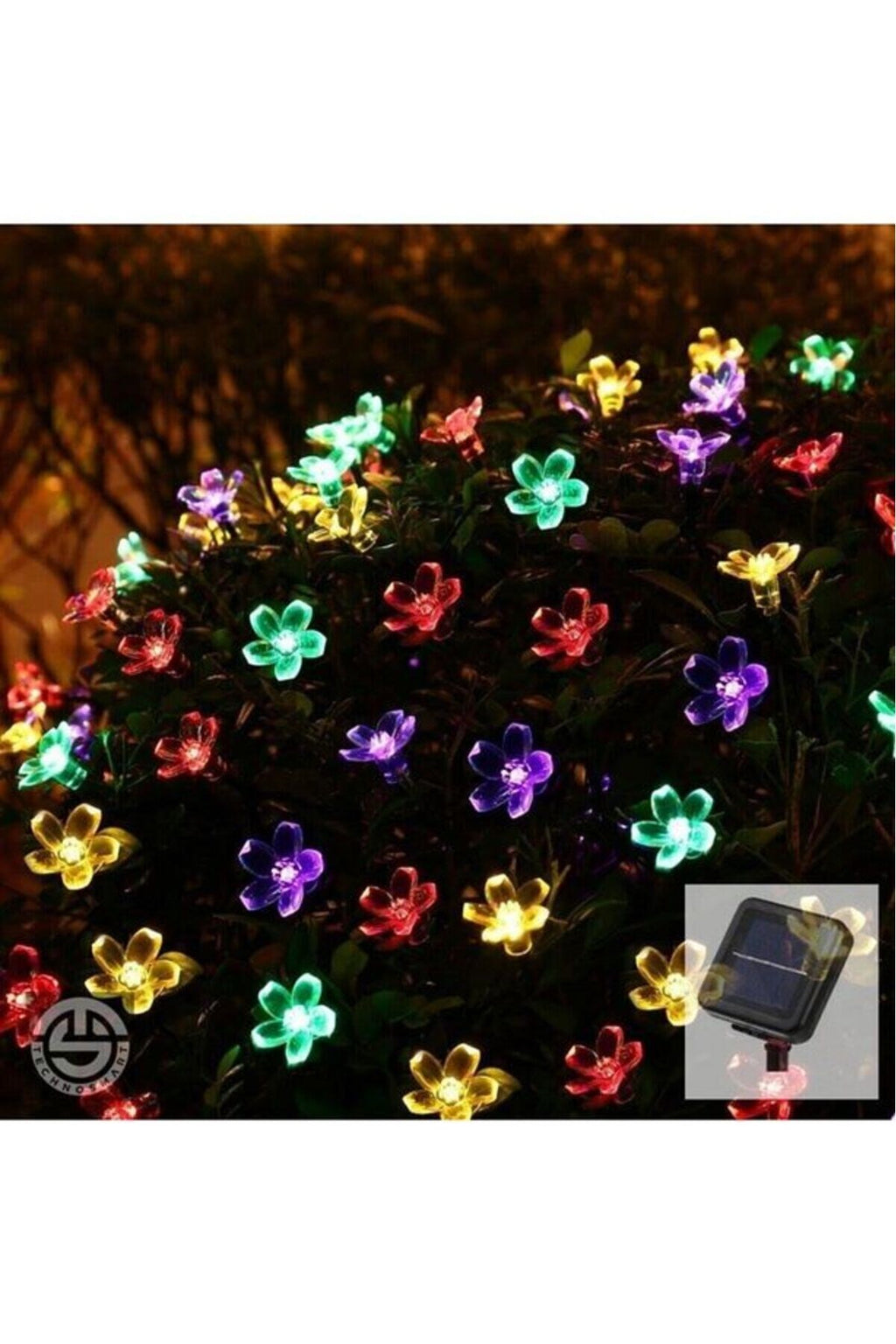 Solar 30 Ledli Çiçekli RGB Bahçe Aydınlatma Dekorasyon Güneş Enerjili