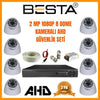 2Mp Ahd 1080P Gece Görüşlü 8 Kameralı Dome Güvenlik Sistemi