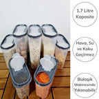 BUFFER 2 Kapaklı Ölçekli Erzak Kuru Gıda Saklama Kutusu Kabı - 1,7 Litre - SA935