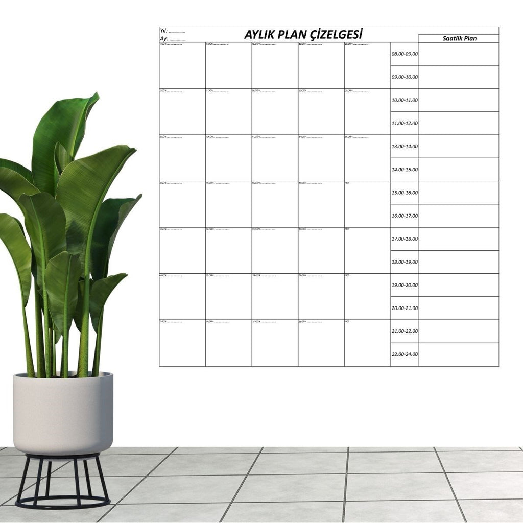 BUFFER Aylık Planlayıcı Manyetik Duvar Stickerı Takvim Plan Çizelgesi