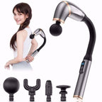 4 Farklı Başlıklı Uzun Saplı Derin Doku Masaj Tabancası, Boyun, Omuz ve Sırt için Ergonomik Saplı Çoklu Masaj Modlu Taşınabilir Masaj Aleti