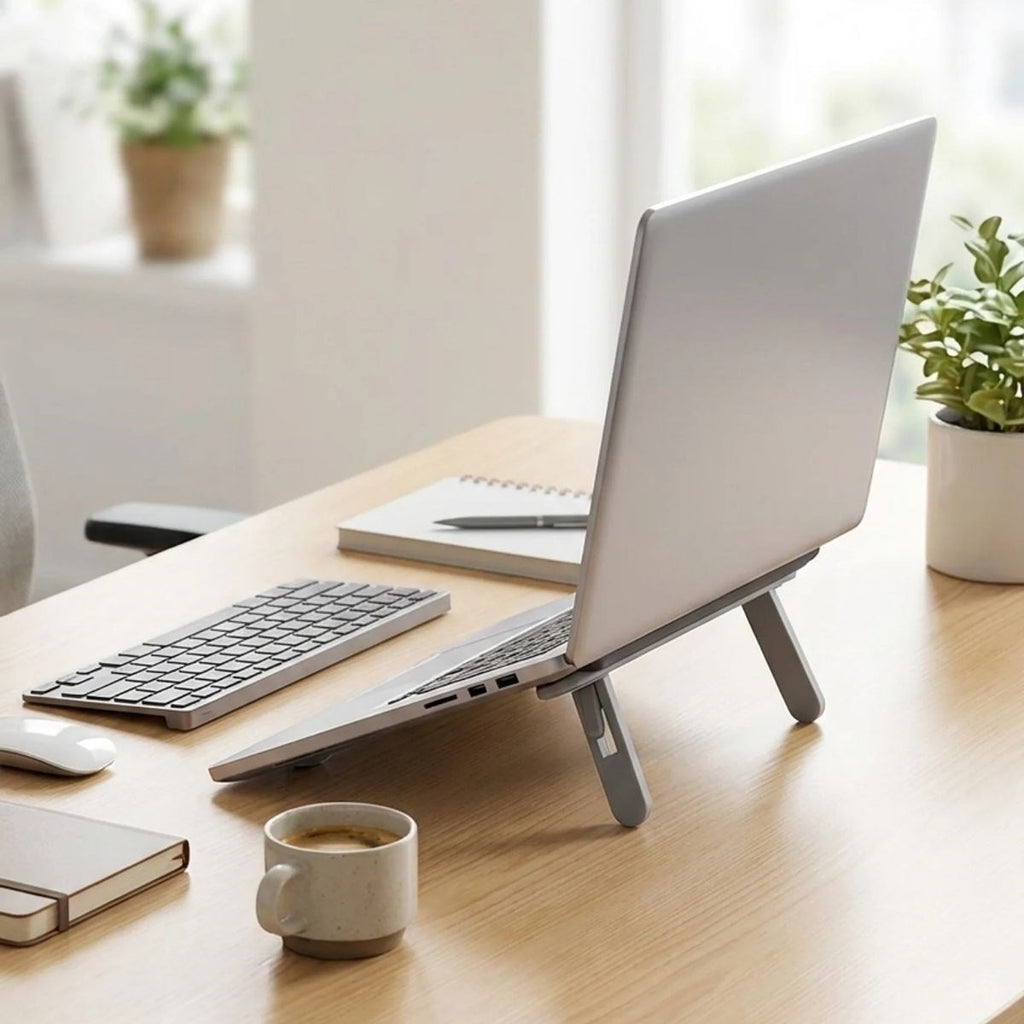 2 Kademeli Katlanabilir Laptop Standı – Kendiliğinden Güçlü Yapışkanlı, Ergonomik Tablet Yükseltici
