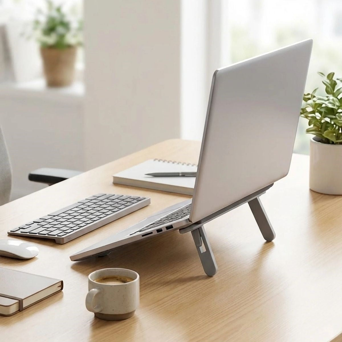 2 Kademeli Katlanabilir Laptop Standı – Kendiliğinden Güçlü Yapışkanlı, Ergonomik Tablet Yükseltici