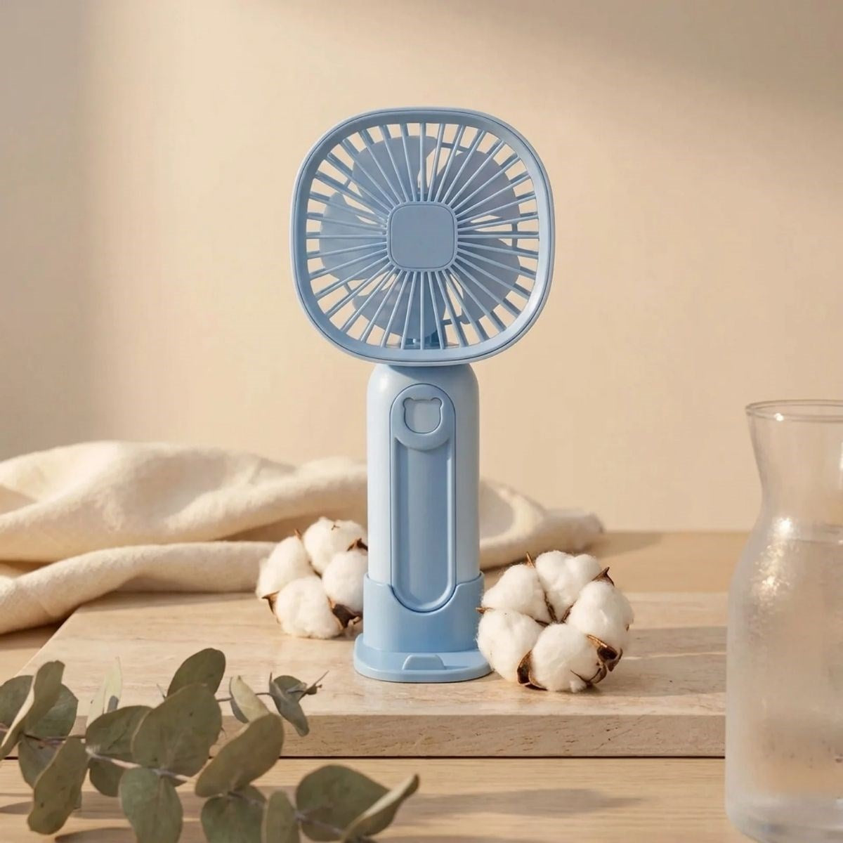 BUFFER 3 Kademeli Telefon Tutuculu Standlı Mini Fan – Tuşu Ayı Figürlü Masaüstü ve EldeKullanılabilen Taşınabilir Fan  EKL30
