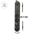 4lü Siyah Anahtarlı 3 USB Li Akım Korumalı Topraklı Çocuk Korumalı Grup Priz 2 Metre