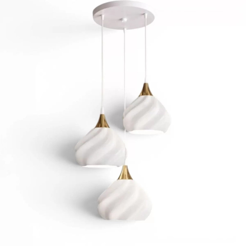 Pumpki̇n Salon Oturma Odasi Üçlü Sarkıt Avize 3d – Salon Aydınlatması 70 Cm Beyaz-gold