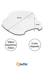 Silikon Kaydırmaz Taban Plastik Kedi ve Köpek Mama ve Su Kabı 2 L