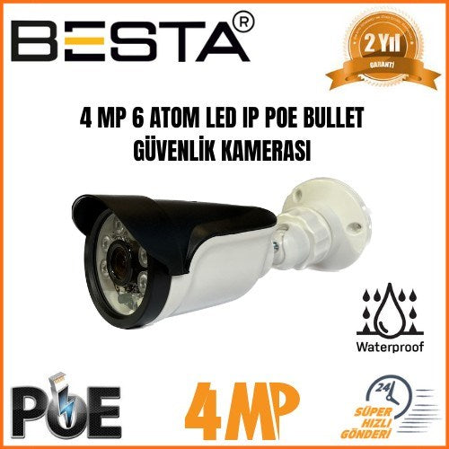 4 Kameralı 4mp 6 Atom LED H.265 Ip Güvenlik Seti