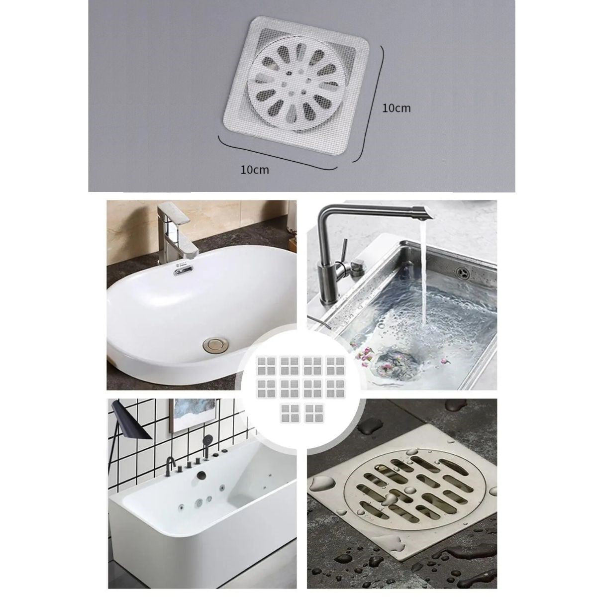 BUFFER 10'lu Banyo ve Mutfak Lavabo Koku Önleyici ve Haşere Böcek Önleyici Gider Filtresi