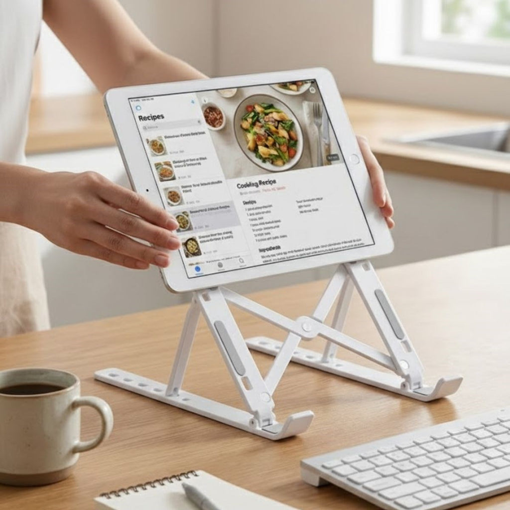 BUFFER Plastik Katlanır Tablet Standı – Ayarlanabilir Açılı, Taşınabilir Masaüstü Telefon ve Tablet Tutucu Stand