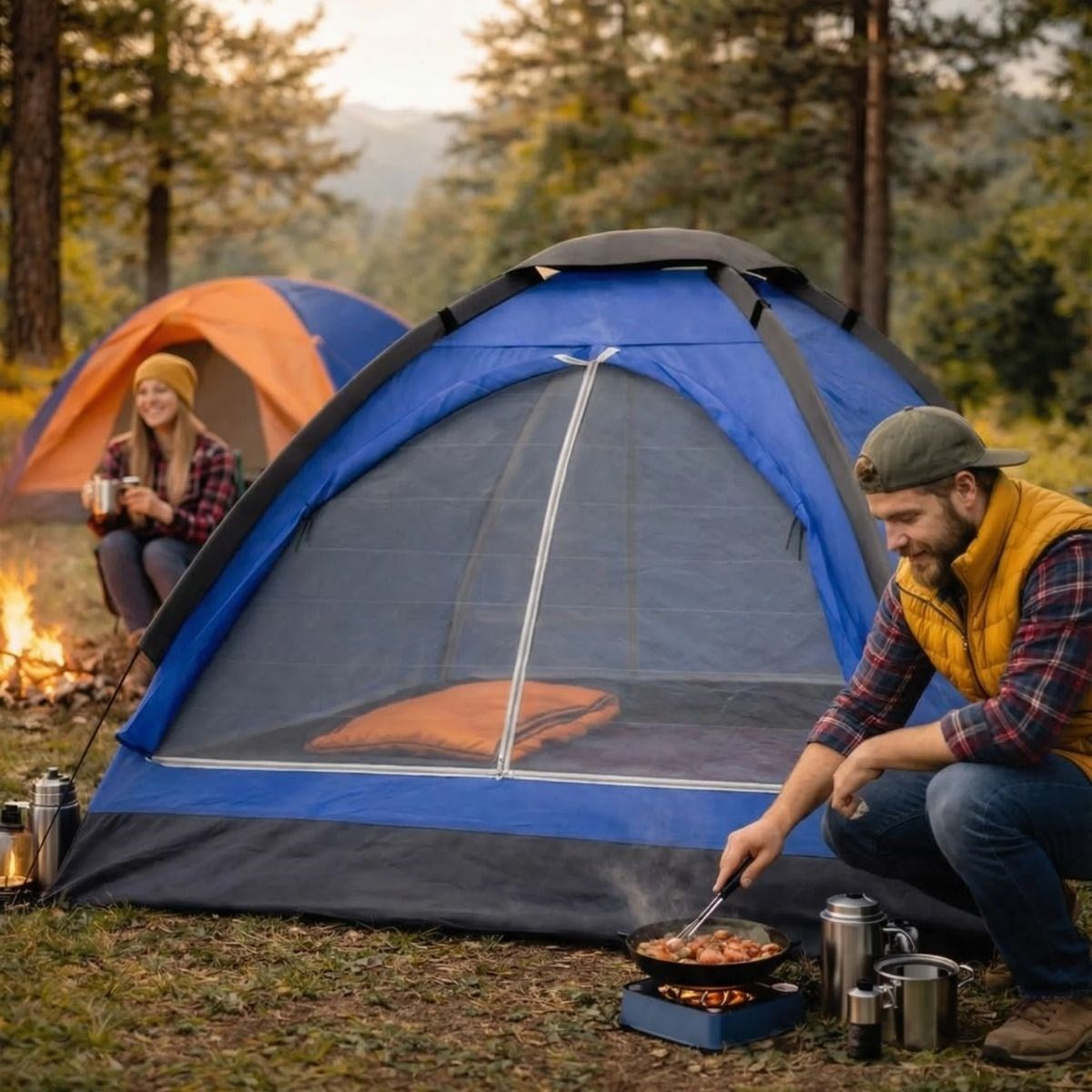 BUFFER 3 Kişilik Manuel Kamp Çadırı – Düz Kapılı Outdoor Aile, Doğa, Piknik ve Kamp Çadırı 200x150x110 cm