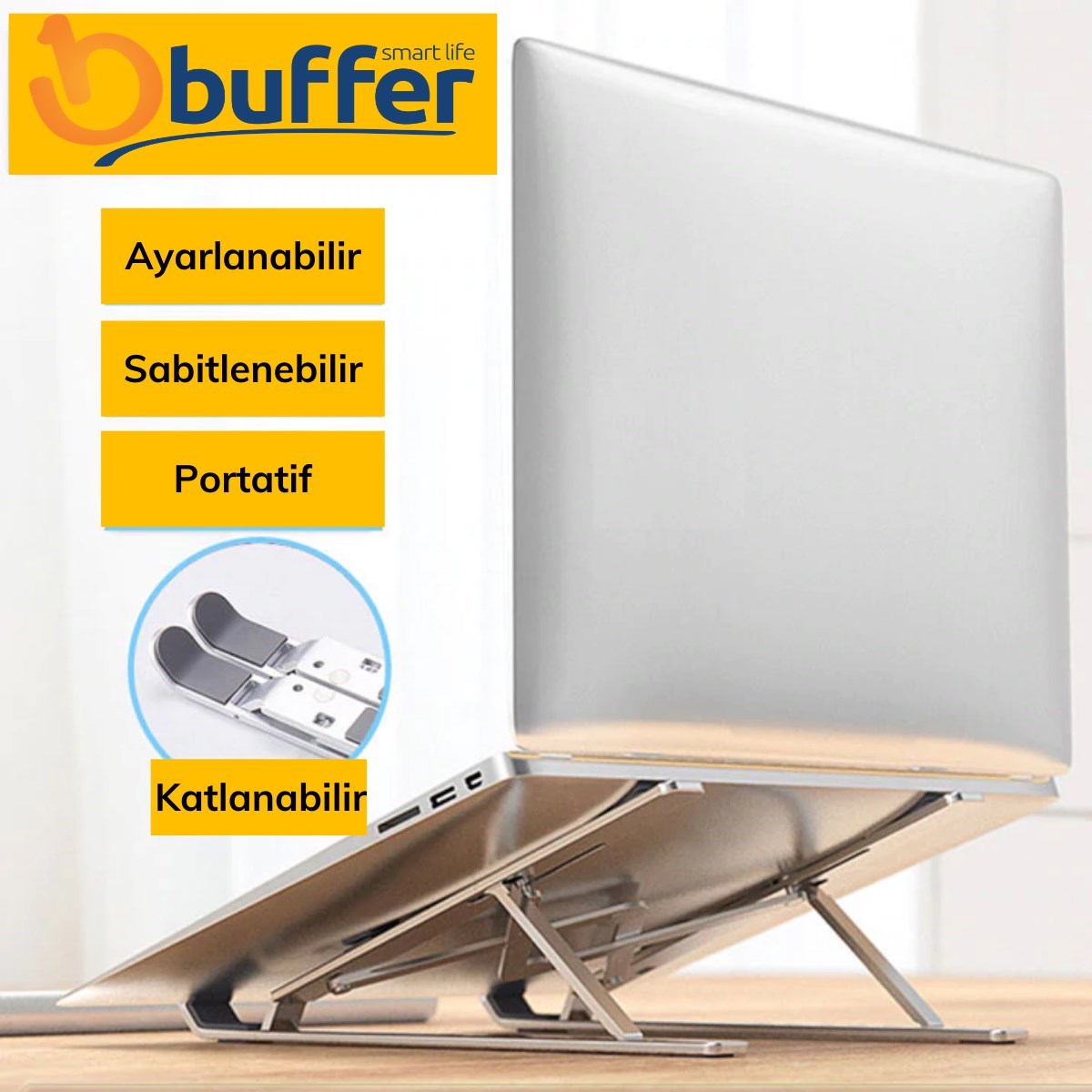 BUFFER Ayarlanabilir Dizüstü Destek Tabanı Tamamen Katlanabilir Taşınabilir Laptop Yükseltici