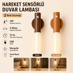 2'li hareket sensörlü şarjlı duvar lambası Ceviz ve Sarı Ceviz