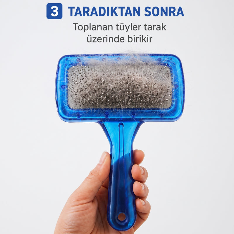 Kedi Köpek Tarağı - Evcil Hayvan Tüy Toplama Tarağı - Metal Uçlu — görsel 4