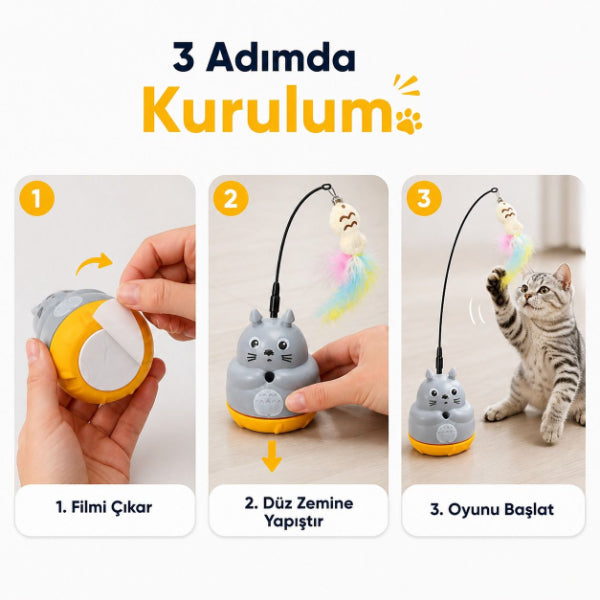 Kedi Şekilli Dönen Peluş Balıklı Olta Oyuncağı — görsel 2