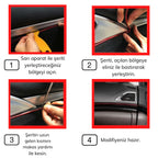 Kırmızı Araba OtoTrim Dekorasyon Şeridi Kauçuk Elastik Kolay Kurulum 5 metre Şerit Bant