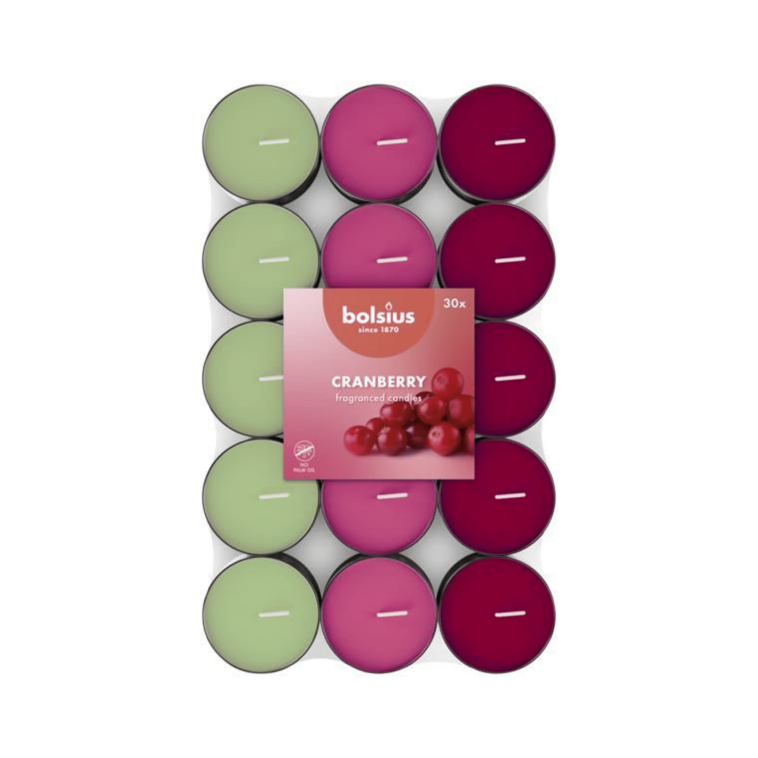 Kızılcık Kokulu, Karışık Renkli 3,5 Saat Yanma Süreli Tealight Mum (30'lu Paket) - Herseyben.de