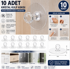 10 adet kristal kendinden yapışkanlı kulp askısı