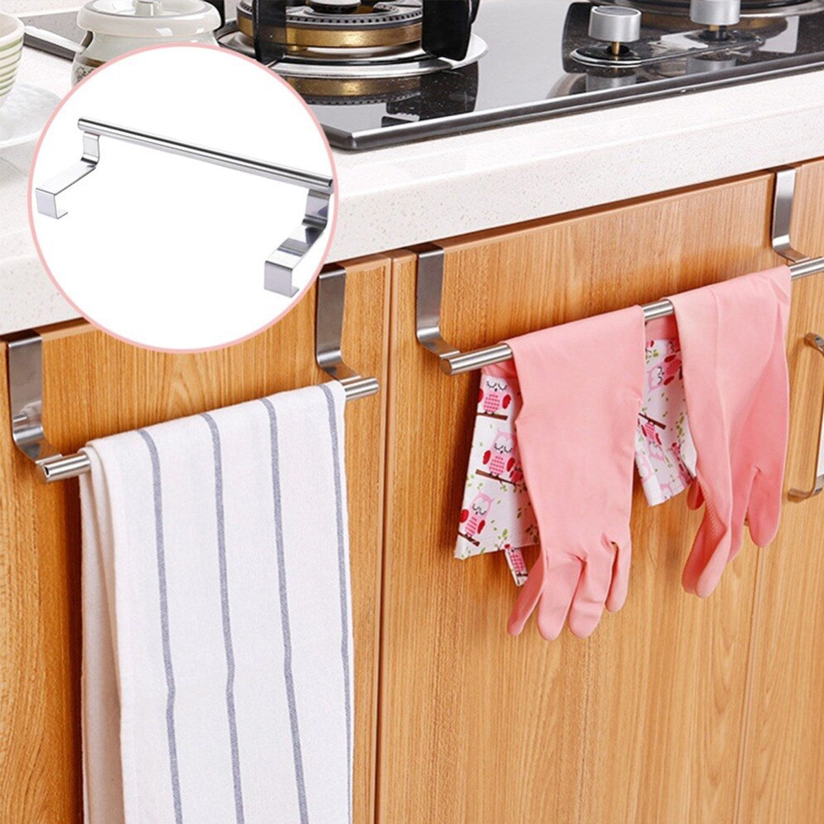 Lüx Görünümlü Dolap Kapağı Paslanmaz Metal Havlu Askılığı 33 cm