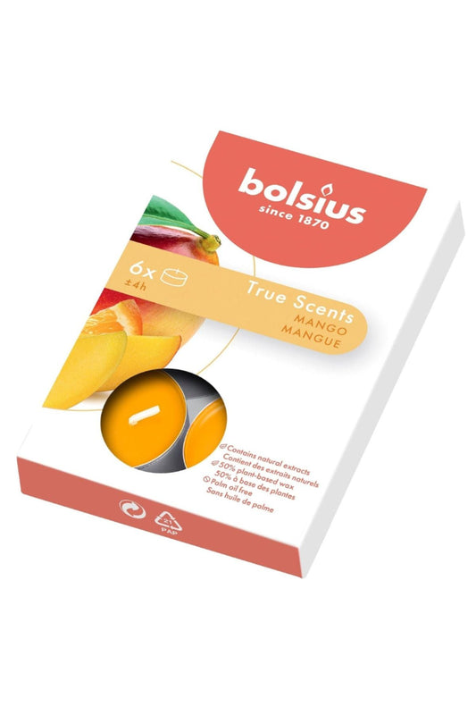 Mango Kokulu Tealight Mum, Kırmızı Renkli, 6'lı Paket, 4 Saatlik Yanma Süresi - Ev Mumu - İç Dekorasyon