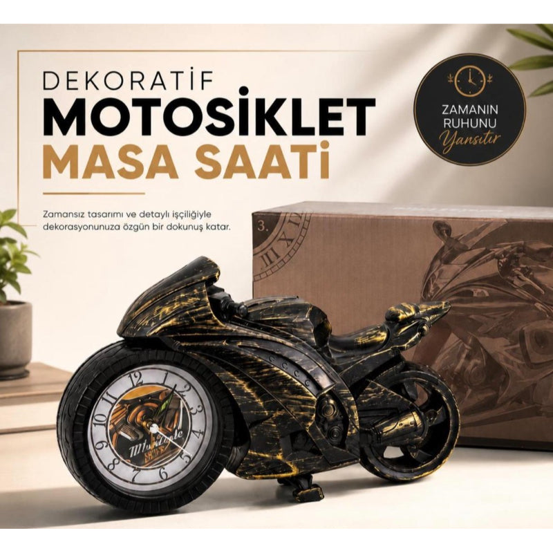 Motosiklet Tasarımlı Masa Saati - Dekoratif Hediyelik - Dayanıklı Malzeme — görsel 3