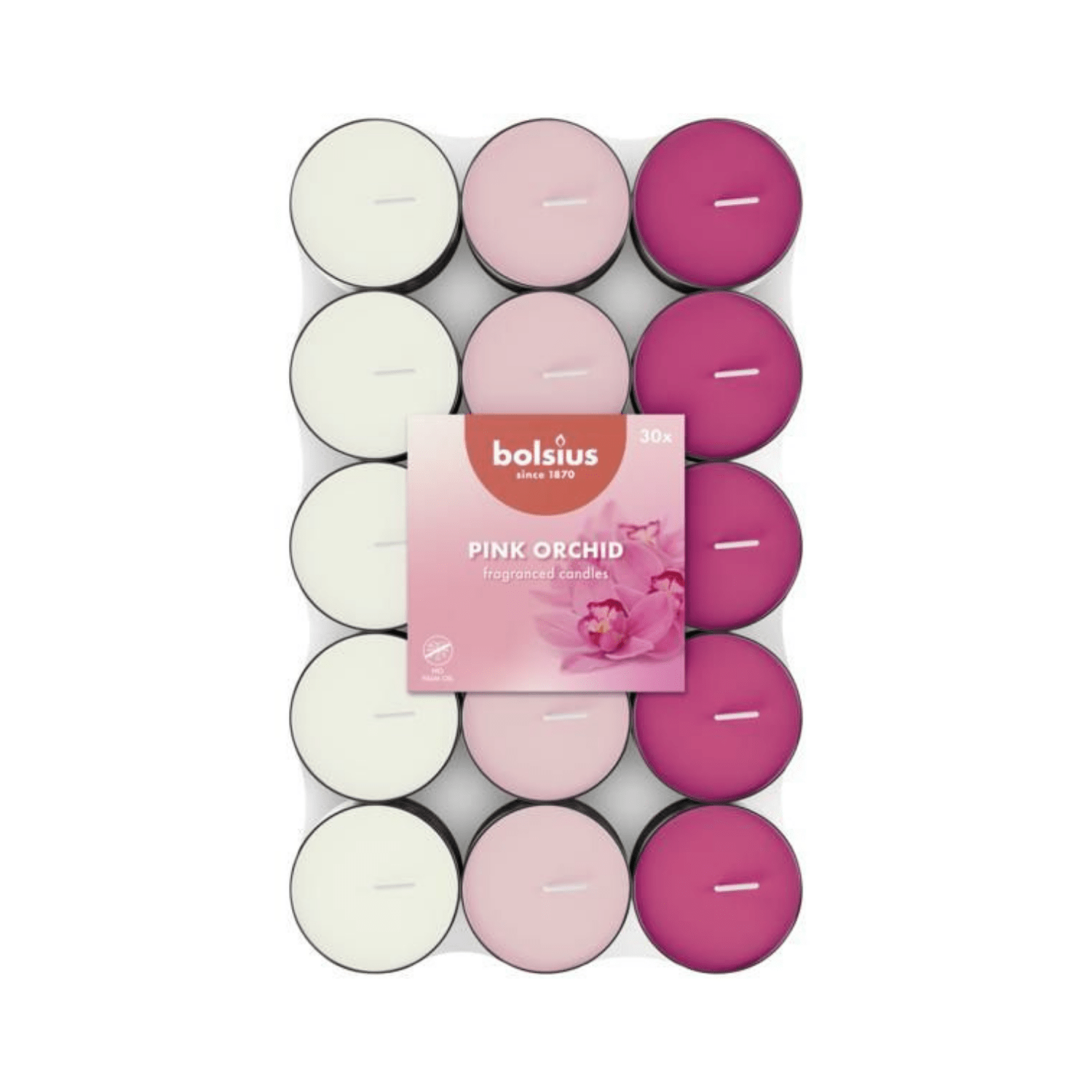 Orkide Kokulu, Karışık Renkli 3,5 Saat Yanma Süreli Tealight Mum (30'lu Paket) - Herseyben.de