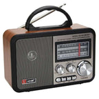 Orta Boy Retro, Nostaljik, Ahşap Tasarım Bluetooth Hoparlörlü, Şarjlı, Taşınabilir FM/AM Destekli Radyo NS-8897