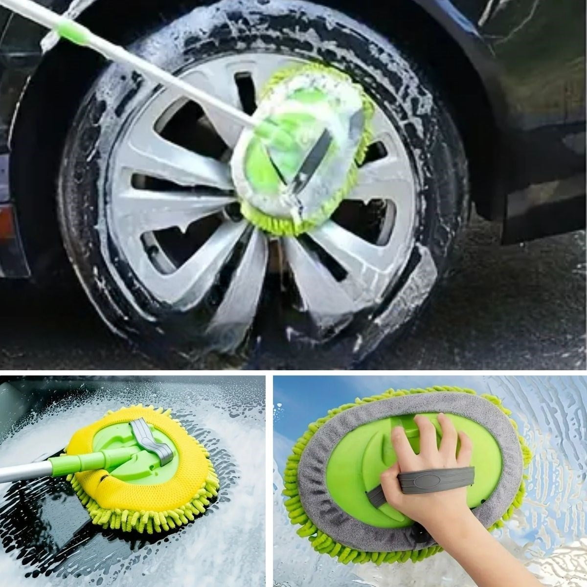 Mikrofiber oto yıkama mop ile araç içi ve dışı temizlik
