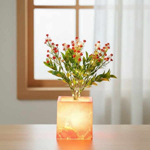 Pembe Saksılı LED Yapay Çiçek — görsel 2