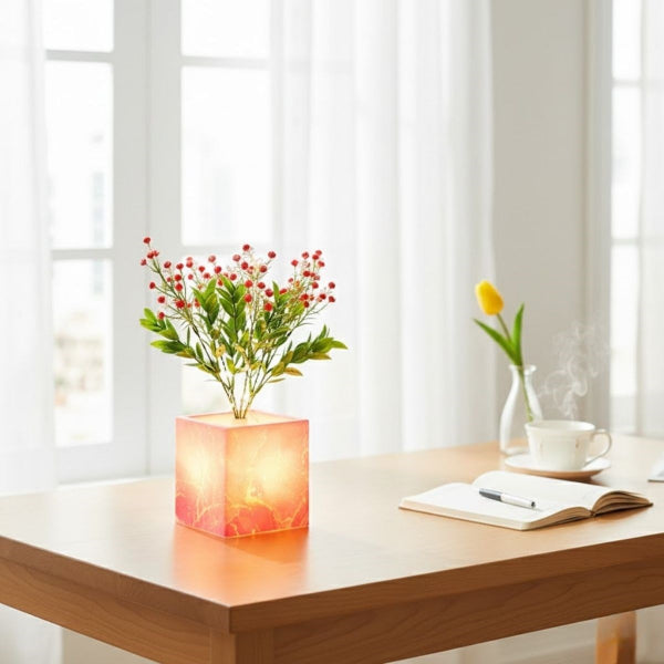 Pembe Saksılı LED Yapay Çiçek — görsel 3