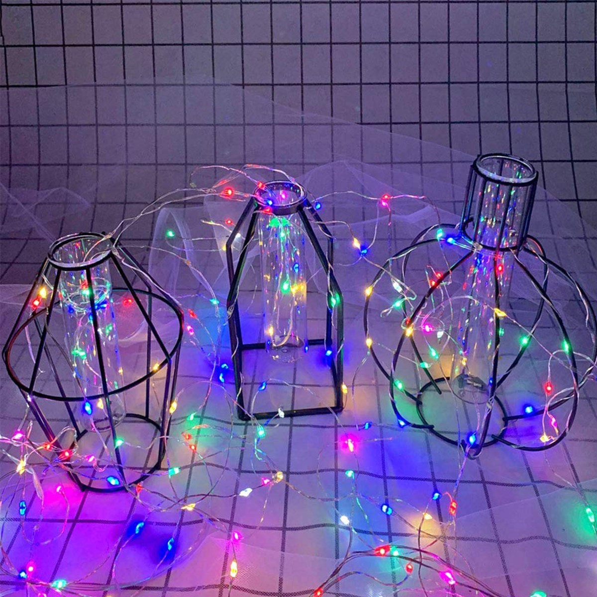 Pilli Renkli Peri Led Işık Saçak 10 Metre Dekoratif Aydınlatma (RGB)