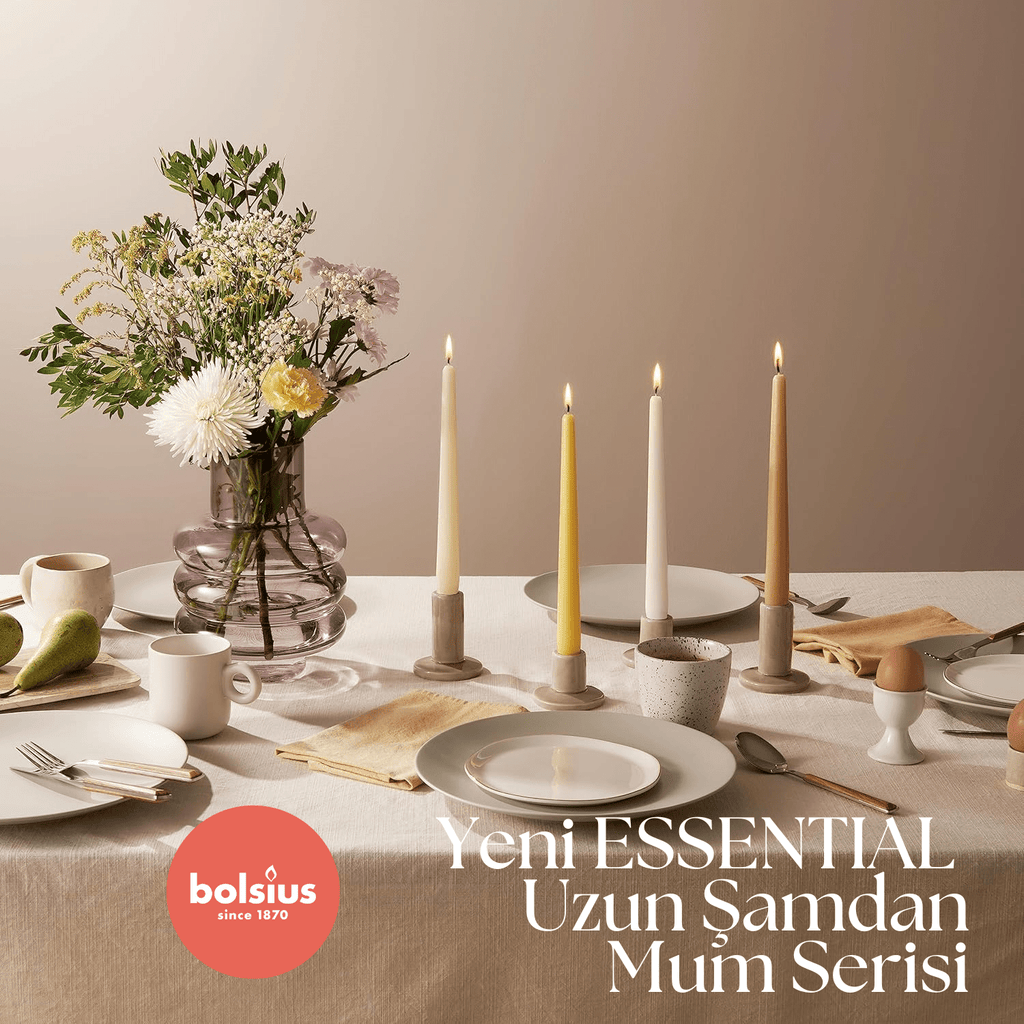 Renkli Konik Şamdan Yemek Mumu, 7 Saat Yanma Süreli, 24,5 cm Uzun Mum (4'lü Paket) - Herseyben.de