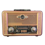 Retro, Nostaljik, Ahşap Tasarım Bluetooth Hoparlörlü, Şarjlı, Taşınabilir Otantik Tasarımlı FM/AM Destekli Radyo NS8098