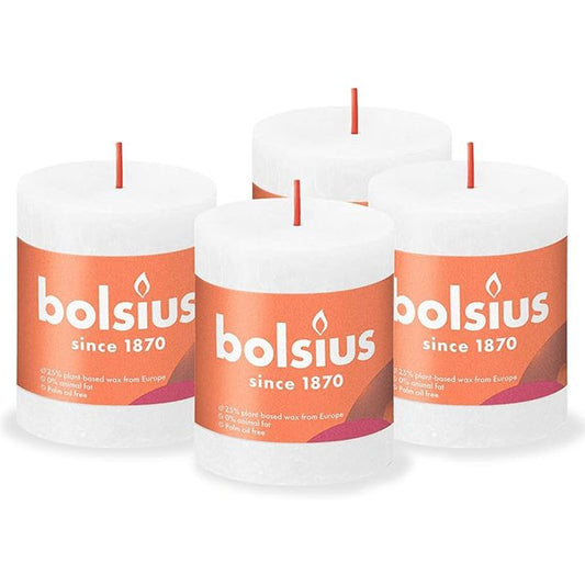 Rustik Blok Mum - Bulut Beyazı - 80mm/66mm - 35 Saat Yanma Süresi (4'lü Paket ) - Herseyben.deAmbiansBlok Mumlar