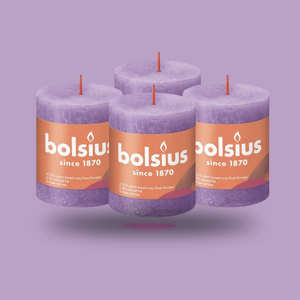 Rustik Blok Mum - Canlı Kadife - 80mm/66mm - 35 Saat Yanma Süresi (4'lü Paket ) - Herseyben.deAmbiansBlok Mumlar