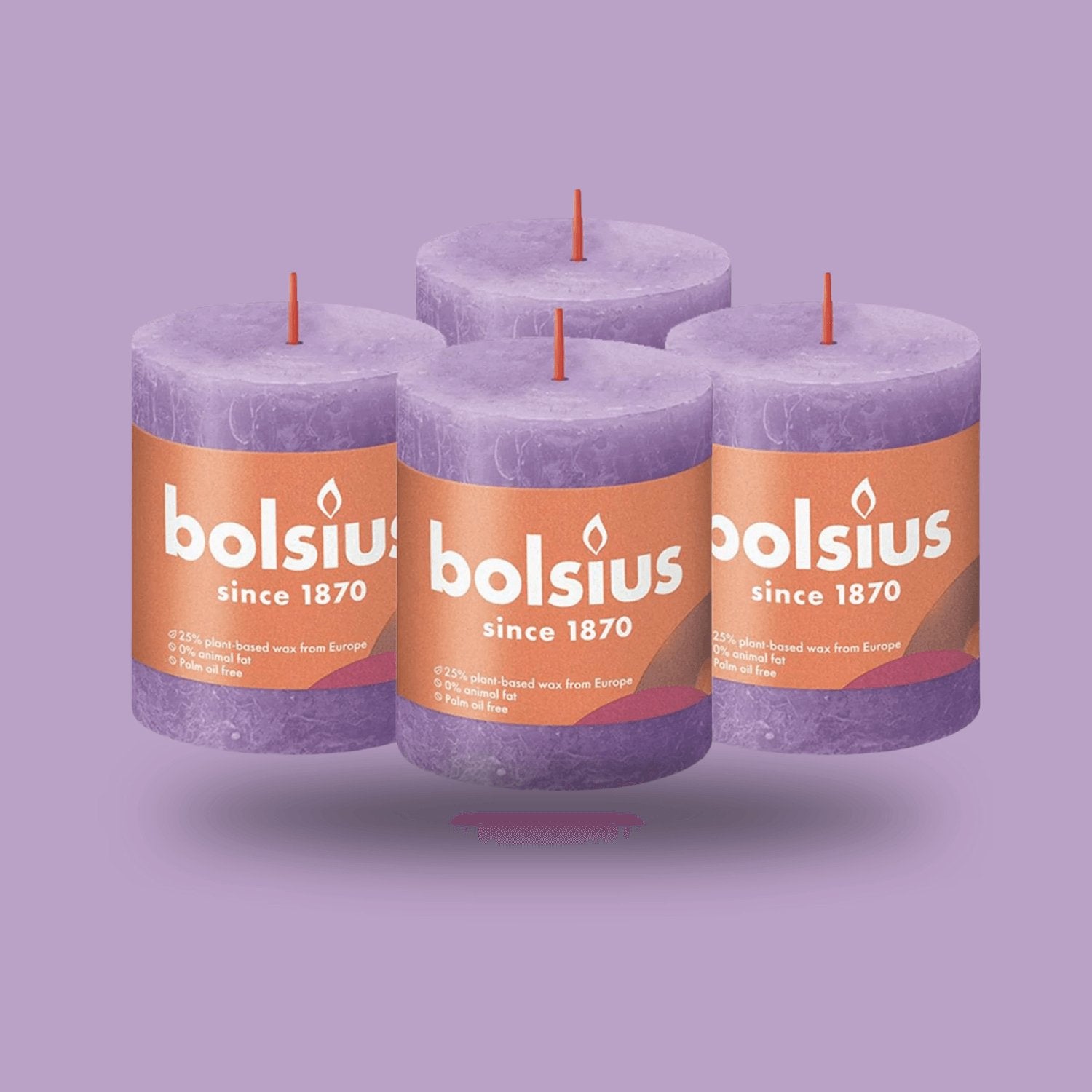 Rustik Blok Mum - Canlı Kadife - 80mm/66mm - 35 Saat Yanma Süresi (4'lü Paket ) - Herseyben.deAmbiansBlok Mumlar