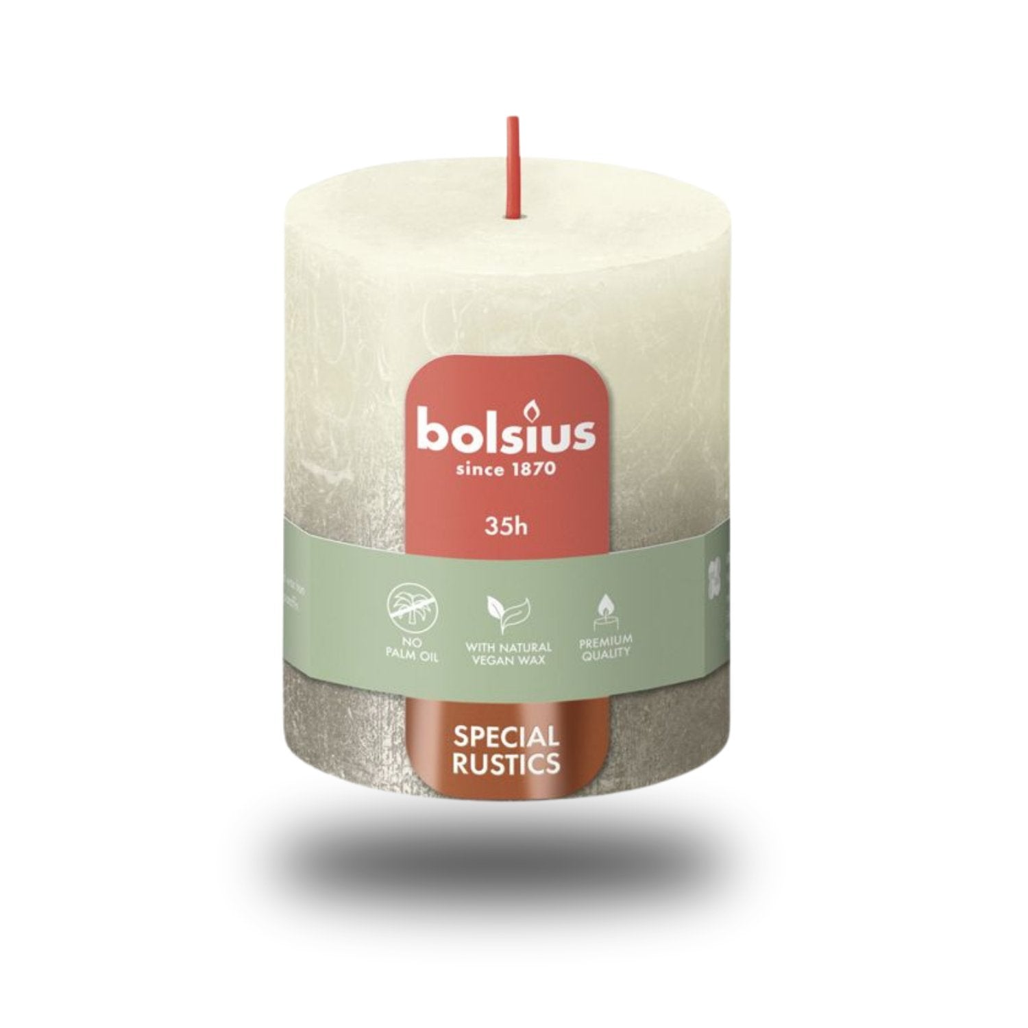 Bolsius Rustik Blok Sütun Mum - Silindir Şeklinde - İnci Beyazı ve Şampanya Renkli - 35 Saat Uzun Yanma Süresi - Ev Dekorasyonu - Kokusuz - Doğal Vegan Özler - 6,6 cm - 8 cm - Herseyben.de