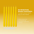 Sarı Renkli Konik Şamdan Yemek Mumu, 7,5 Saat Yanma Süreli, 24,5 cm Uzun Mum (6'li Paket) - Herseyben.de