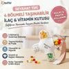 Seyahat Tipi 4 Bölmeli Taşınabilir İlaç ve Vitamin Kutusu, Kordonlu Mini Hap Saklama Kutusu